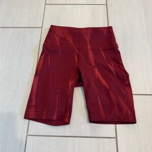 Lululemon Wunder Train High-Rise Short 8”, size 4, Sun Bleached Wash Red Merlot